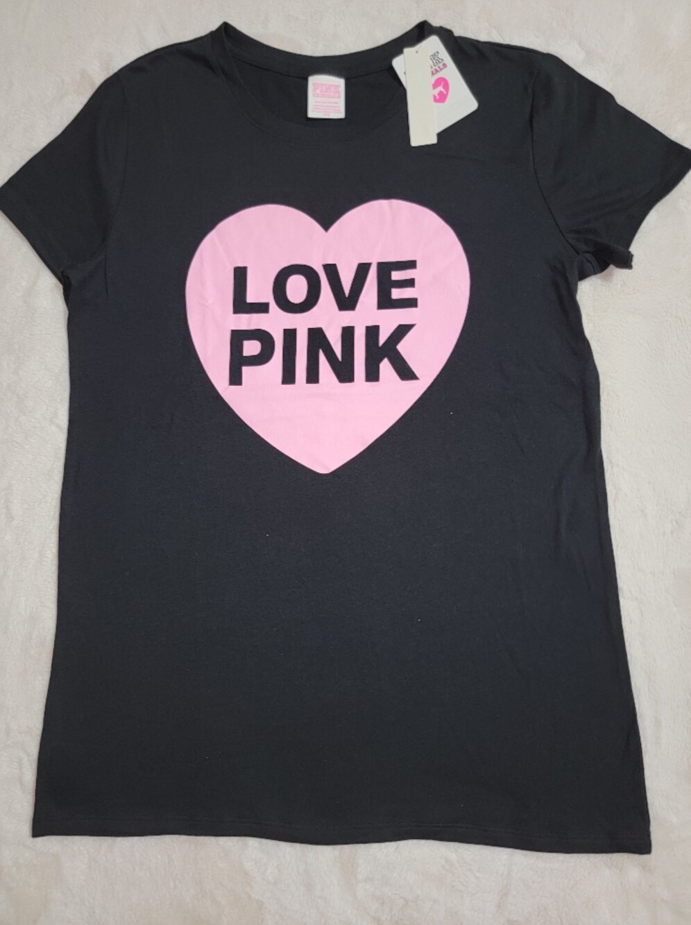 Victoria's Secret PINK Black Tee with Pink Logo